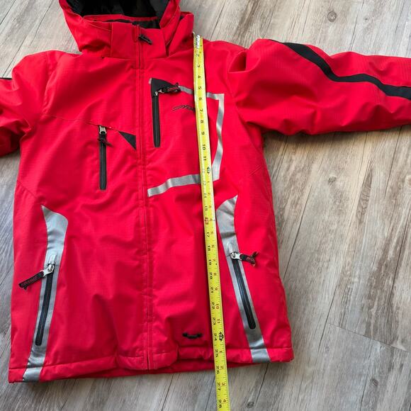 Spyder Boys Sz 18 Ski Snowboard Jacket Red Detachable Hood Waterproof Insulated - Picture 7 of 12
